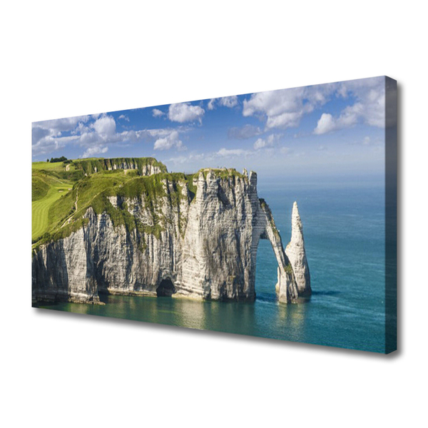 Canvas Wall art Rock sea landscape green grey blue