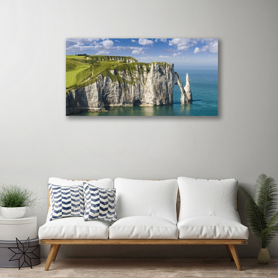 Canvas Wall art Rock sea landscape green grey blue