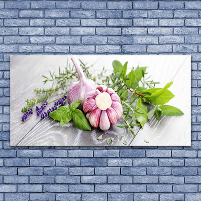 Canvas Wall art Garlic flower leaves floral purple green brown