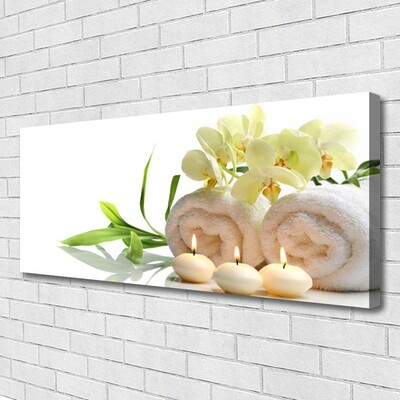 Canvas Wall art Flower candle towels art white green