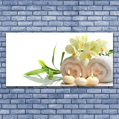 Canvas Wall art Flower candle towels art white green