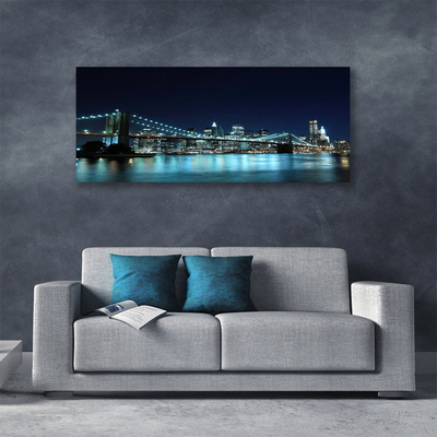 Canvas Wall art Bridge sea architecture blue