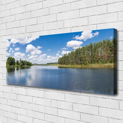 Canvas Wall art Forest lake landscape green blue