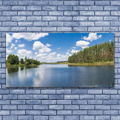 Canvas Wall art Forest lake landscape green blue