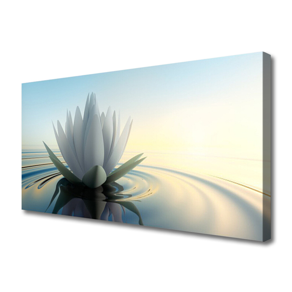 Canvas Wall art Flower water art white blue