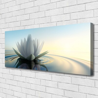 Canvas Wall art Flower water art white blue