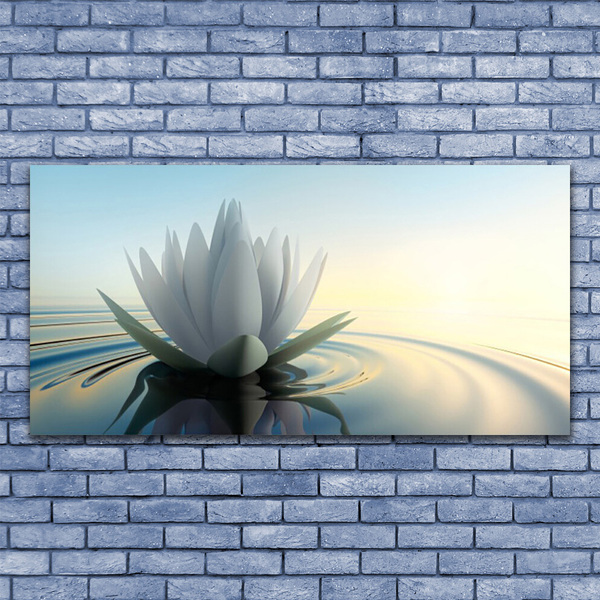 Canvas Wall art Flower water art white blue