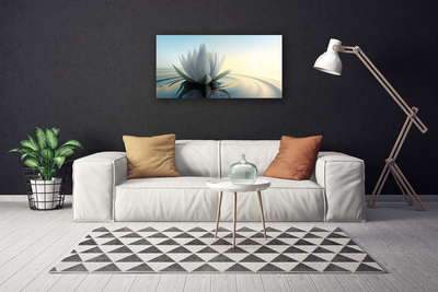 Canvas Wall art Flower water art white blue