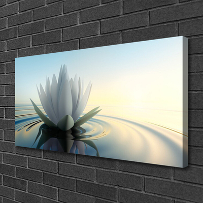 Canvas Wall art Flower water art white blue