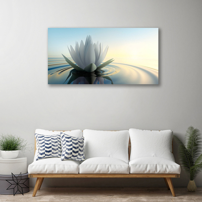 Canvas Wall art Flower water art white blue