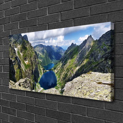 Canvas Wall art Mountain lake landscape grey green blue