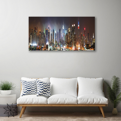 Canvas Wall art City houses brown yellow white