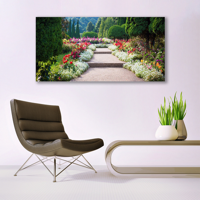 Canvas Wall art Stairs garden nature multi