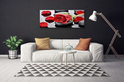 Canvas Wall art Rose stones floral red grey