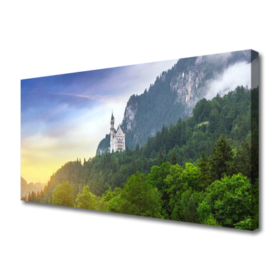 Canvas Wall art Forest mountains landscape green grey