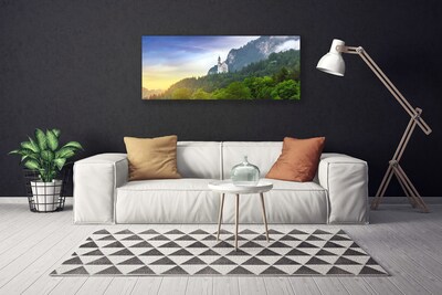 Canvas Wall art Forest mountains landscape green grey