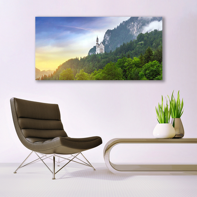 Canvas Wall art Forest mountains landscape green grey