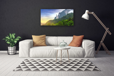 Canvas Wall art Forest mountains landscape green grey