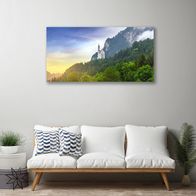 Canvas Wall art Forest mountains landscape green grey