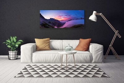 Canvas Wall art Mountains landscape black purple