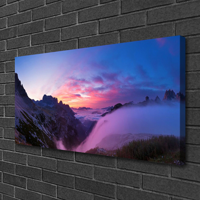 Canvas Wall art Mountains landscape black purple