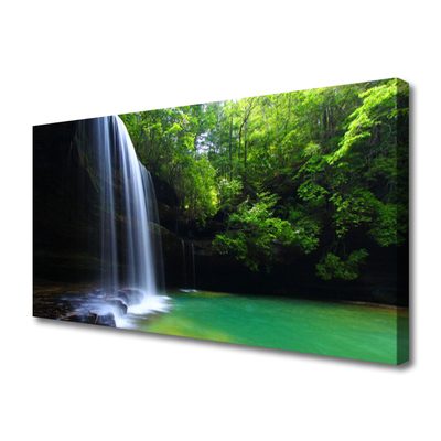 Canvas Wall art Waterfall forest nature purple blue brown green