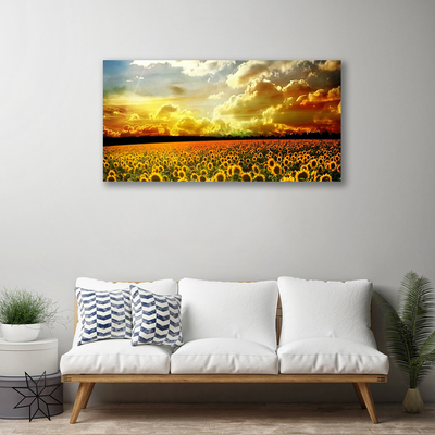 Canvas Wall art Meadow sunflowers floral yellow brown
