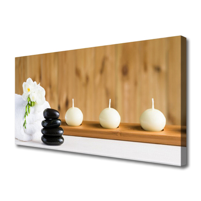 Canvas Wall art Candles flower stones art white black