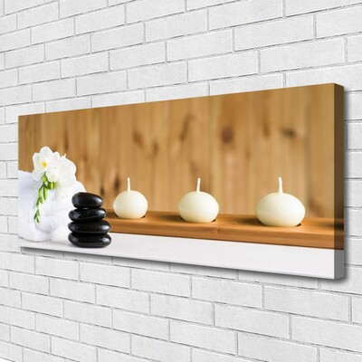 Canvas Wall art Candles flower stones art white black