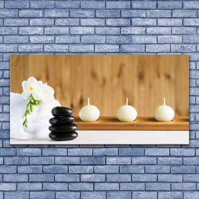 Canvas Wall art Candles flower stones art white black