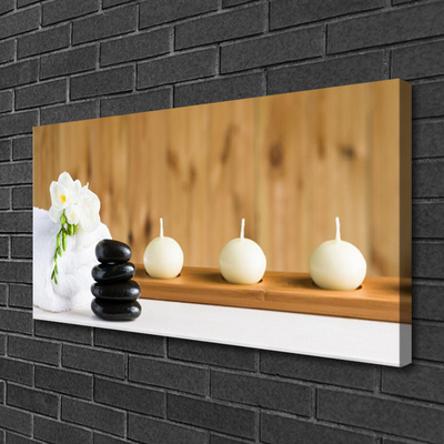 Canvas Wall art Candles flower stones art white black