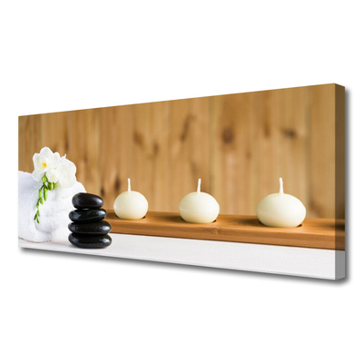 Canvas Wall art Candles flower stones art white black