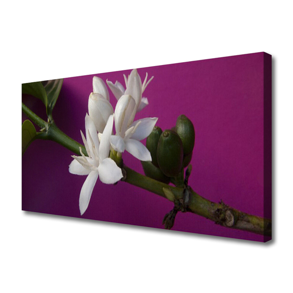 Canvas Wall art Flower stalks floral white green