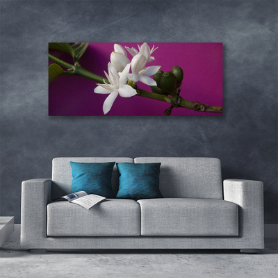 Canvas Wall art Flower stalks floral white green