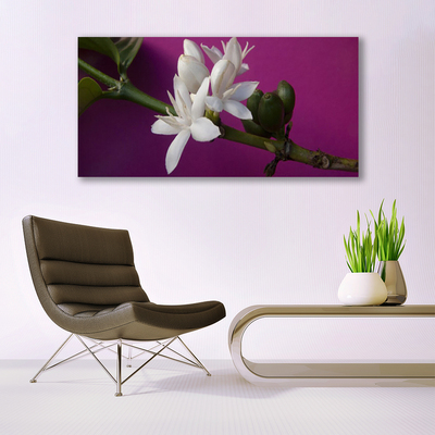 Canvas Wall art Flower stalks floral white green