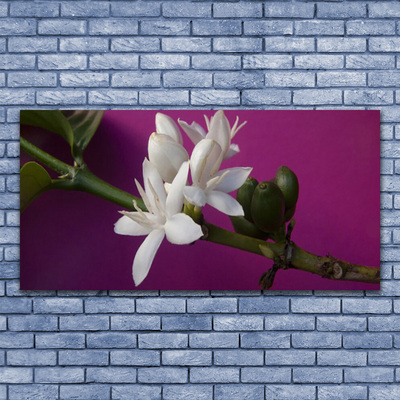 Canvas Wall art Flower stalks floral white green