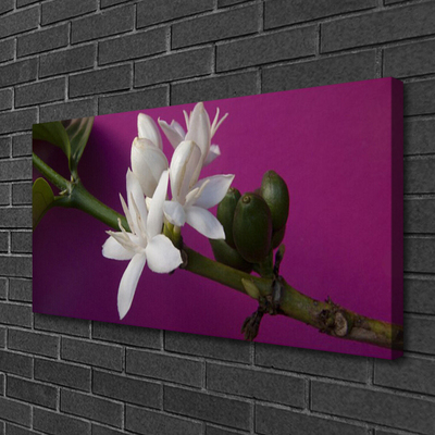 Canvas Wall art Flower stalks floral white green