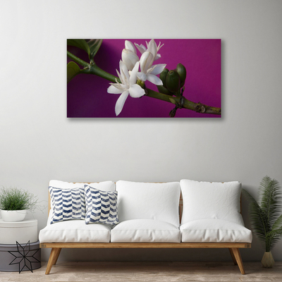 Canvas Wall art Flower stalks floral white green