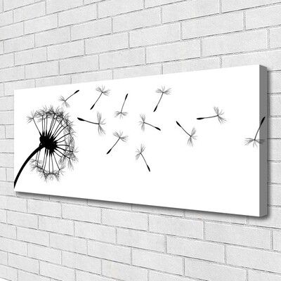 Canvas Wall art Dandelion floral black grey