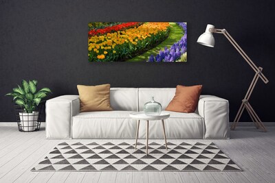 Canvas Wall art Flowers floral green red yellow purple