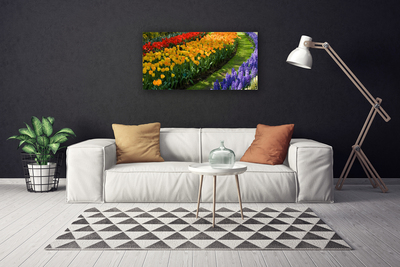 Canvas Wall art Flowers floral green red yellow purple