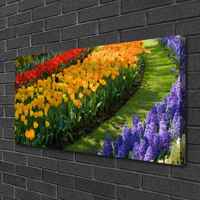 Canvas Wall art Flowers floral green red yellow purple