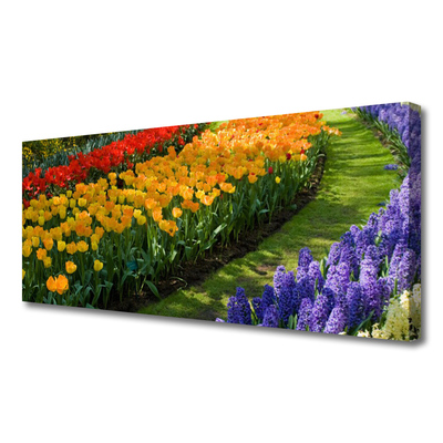 Canvas Wall art Flowers floral green red yellow purple