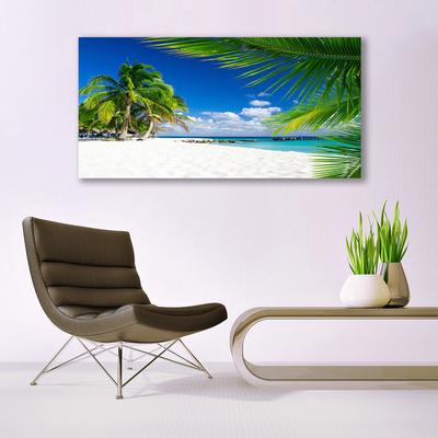 Canvas Wall art Beach palm trees landscape brown green