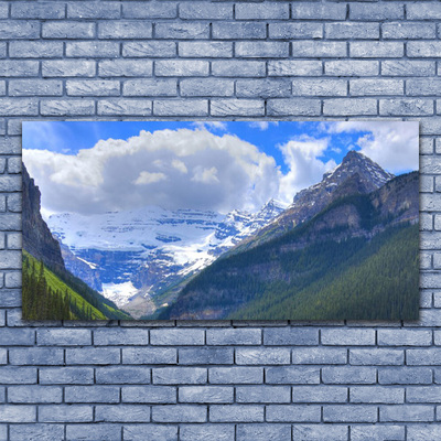 Canvas Wall art Mountains landscape grey blue white green