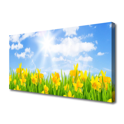 Canvas Wall art Jonquille sun floral green yellow white