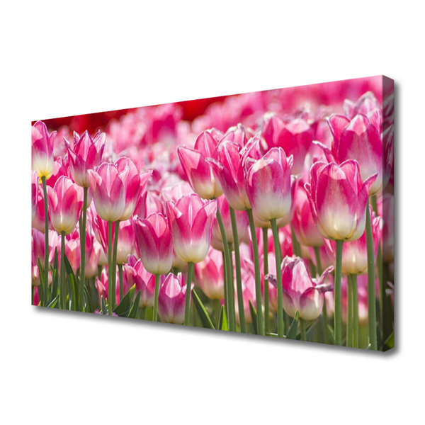 Canvas Wall art Tulips floral green white red