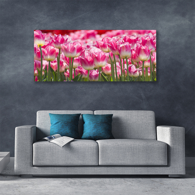 Canvas Wall art Tulips floral green white red