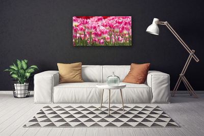 Canvas Wall art Tulips floral green white red