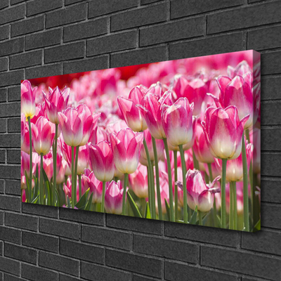 Canvas Wall art Tulips floral green white red